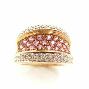 Genuine Pink Sapphire  14k yellow gold diamond